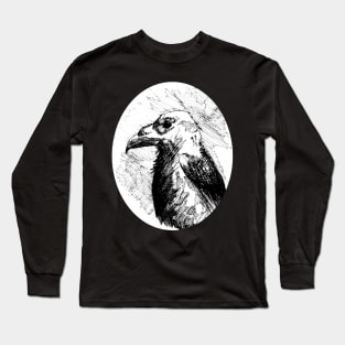 Raven portrait - ink - gothic art and designs Long Sleeve T-Shirt